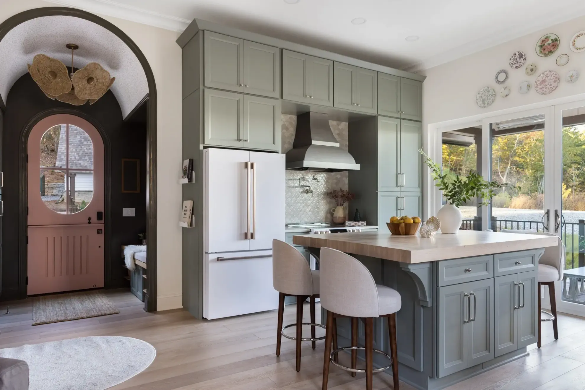 green shaker kitchen